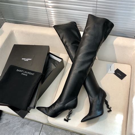 YSL thigh high boots